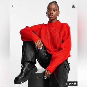 LAST CHANCE ASOS petite red Threadbare Chloe turtleneck knit sweater BRAND NEW